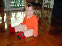 Winter is here... Lottie in her "strawberry" slippers