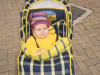 It's cold today .... Nice hat Daddy!