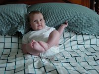 Gurgling on our bed...