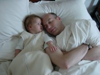 Daddy trying in vain to get a few extra minutes sleep....