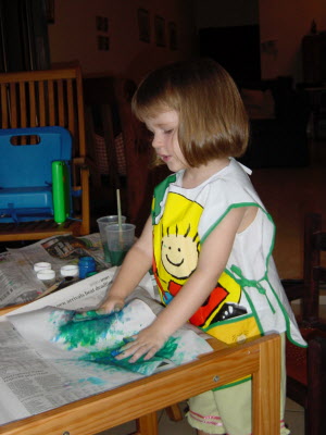 Finger painting.