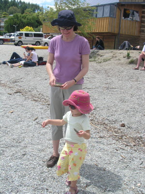 Girls on the shore.