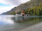TSS Earnslaw arriving at Walter Peak Station.