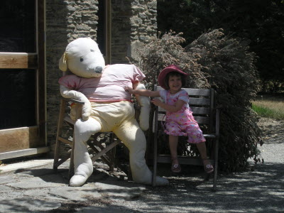 Lottie and friend at Olssens Vineyard in Banockburn.