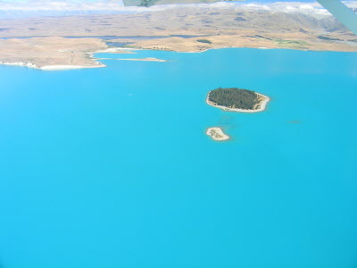Lake Tekapo form the air.
