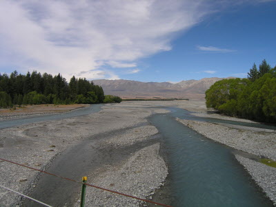 Braided river - entrance to Godley Peak Station.