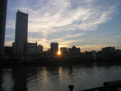 Boat quay at sun set