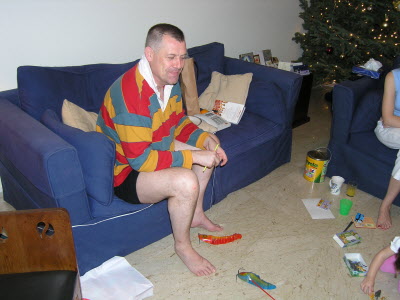Playing with our stocking pressies.