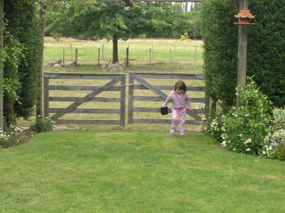 Lottie with Lambie in the paddock.