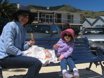 Fish on chip on the front at Akaroa.
