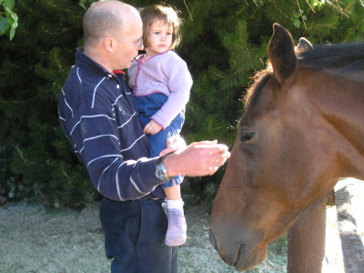 Peter, Lottie and one of the horses.