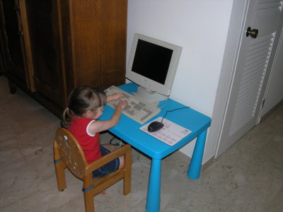 Lottie at her pretend office...