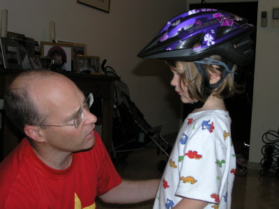 Adjusting my new crash helmet.