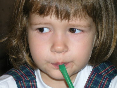 An orange juice on the way home with Daddy.