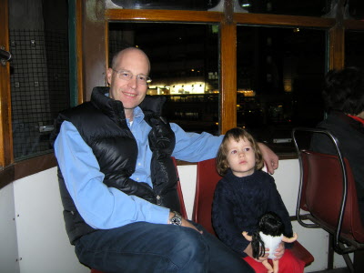 Daddy & Lottie on a tram.