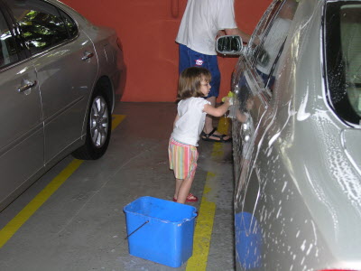 Washing Mummy's car.