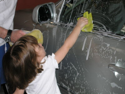 Washing Mummy's car.