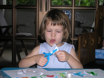A home art class... plus learning to use scissors.