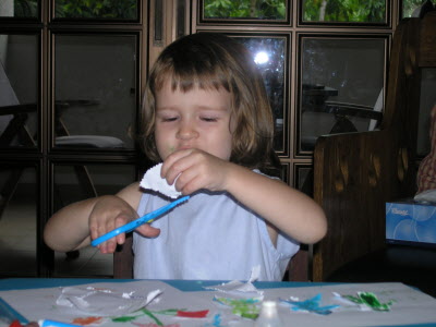 A home art class... plus learning to use scissors.