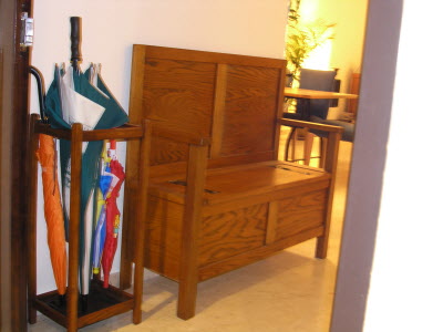A new umbrella stand and bench that we also purchased in NZ.