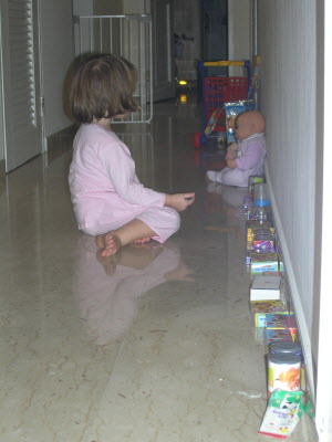 Pretend groceries lined up?
