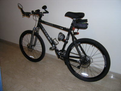 Daddy's new bike with mirrors added.