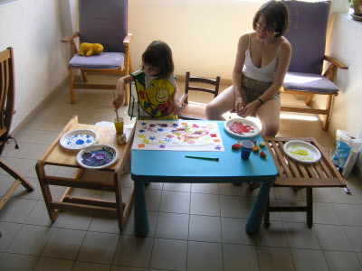 Making father's day cards for Grandpa Burton and Sam.