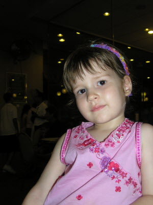 Lottie at the American club Christmas tree lighting.