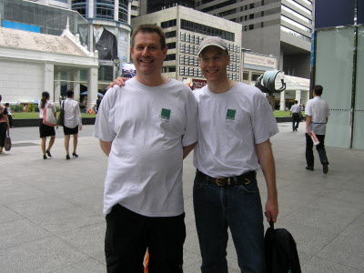 Max and Peter in Raffles Place in the CBD.