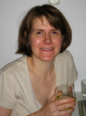 Susan enjoying a glass of vino.