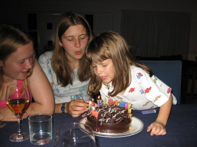 Lottie's turn at blowing out the candles!