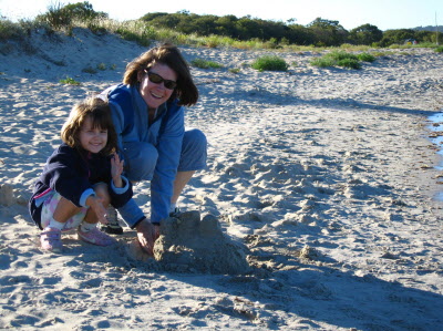 Building sand castles at Dunsborough beach.