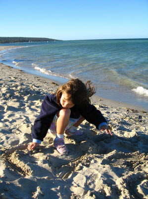 Building sand castles at Dunsborough beach.