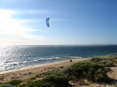 Prevelly Beach - A Kite surfer settuing...