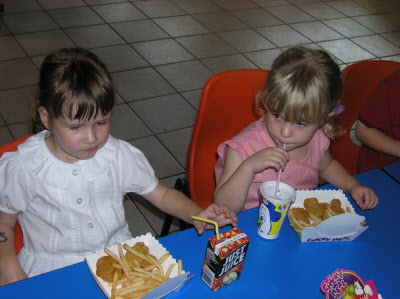 Lottie and Olivia enjoying KFC