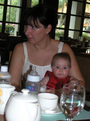 Sally and Grace having brunch at the Beaufort