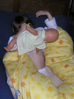 Lottie breast feeding Grace.