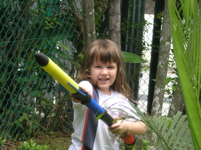 Our trainee terrorist with her shoulder mounted rocket launcher.