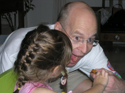 Daddy DON'T steal my fish finger....