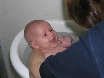 Bath time - this boy loves his bath.