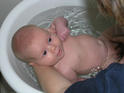 Bath time - this boy loves his bath.