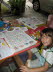 Olivia and Lottie making special T shirts for thier 100 day school day party.