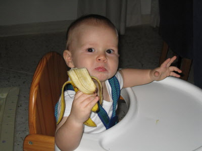 This boy likes banana's...