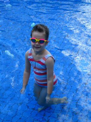Lottie swimming at Kaylee's birthday party.