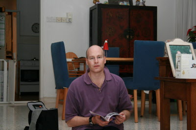 Reading the camera instruction manual.