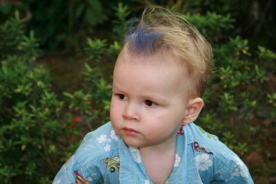 Cool dude.  (Conrad with gel and blue hairspray!)
