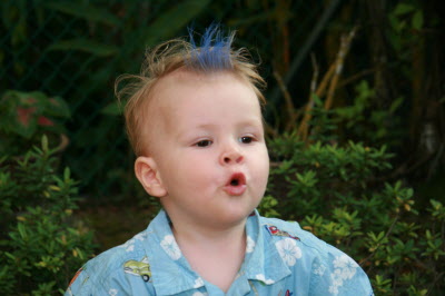 Cool dude.  (Conrad with gel and blue hairspray!)