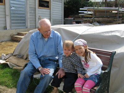 Grandpa Burton with Conrad and Lottie.