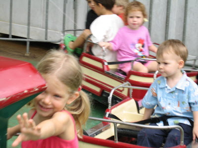 Conrad on the chuchu train at Tanglin School.