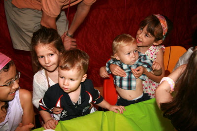 Big sisters and their little bothers.